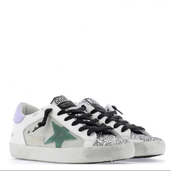 Golden Goose Superstar Silver Glitter/Cord Gum NIB - Picture 2 of 10